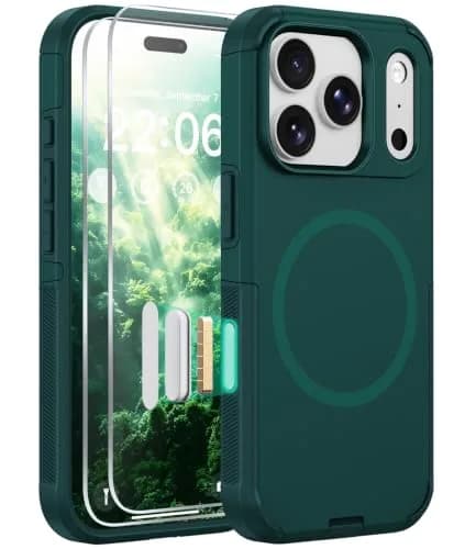 Diverbox MagSafe Rugged Case for iPhone 17 Pro & 18 Pro, Dark Green | Military Drop-Grade Protection thumbnail 1