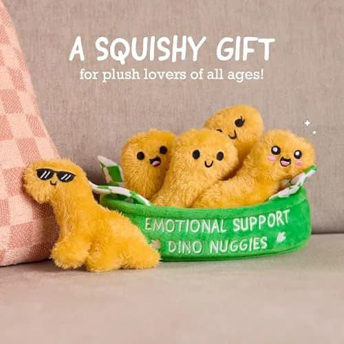 WHAT DO YOU MEME? Emotional Support Dino Nuggies Plush Toy Set (5 Plushies + Basket) | ASTM-Tested, Non-Toxic Polyester thumbnail 2