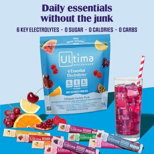 Ultima Replenisher Ultimate Variety Electrolyte Packets, 36 Stickpacks | Sugar-Free Hydration with 6 Key Electrolytes & Minerals thumbnail 2