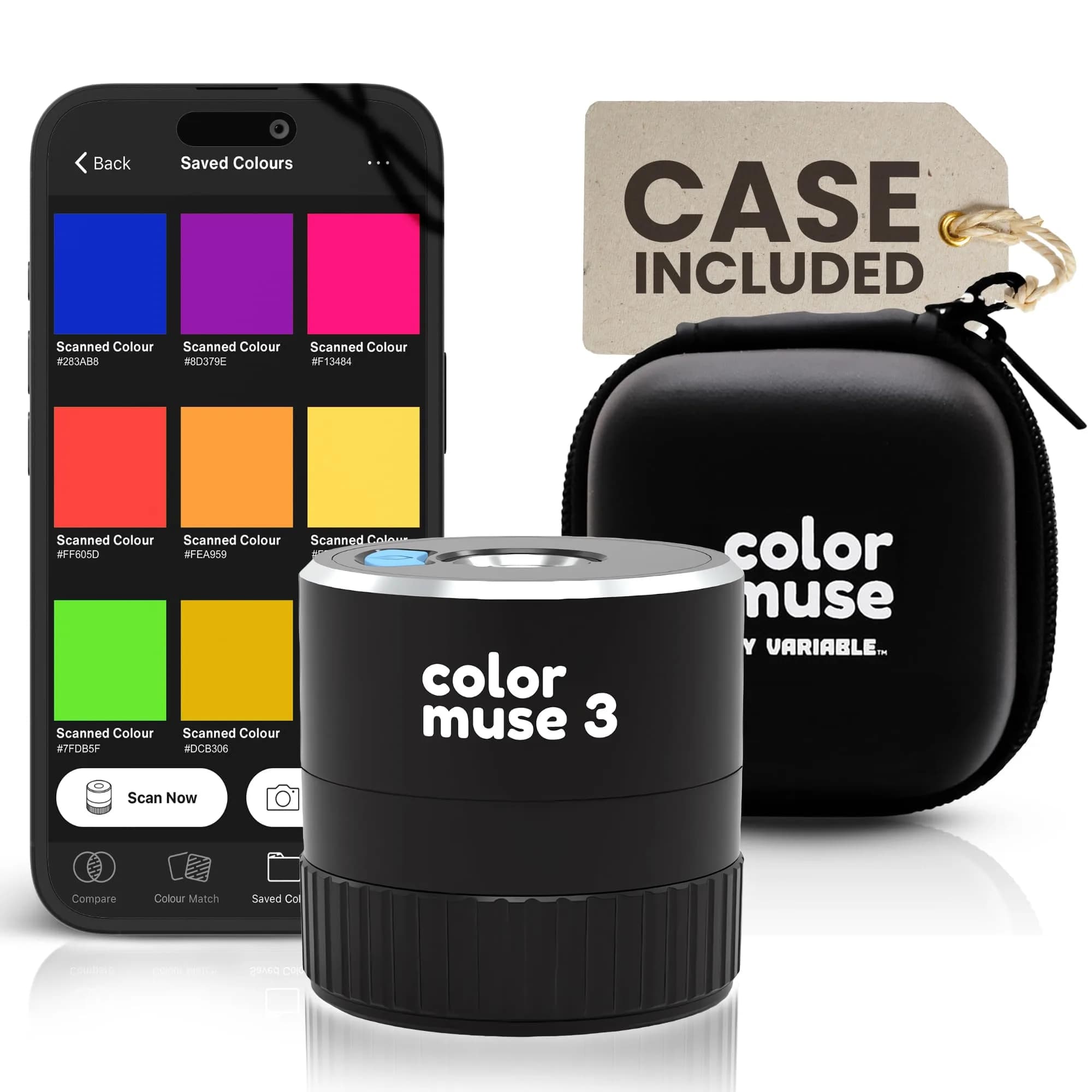 COLOR MUSE Colorimeter - Mobile Color Matching Tool | Accurately Matches Colors to Paint and Products — Color Muse 3 with Case
