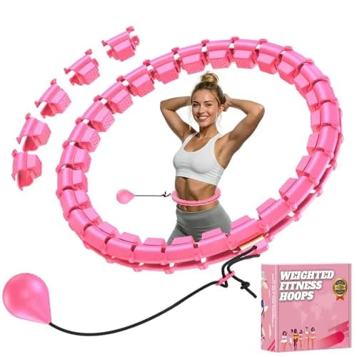 Gkyet Quiet Hula Circle Hoops,65 inch 32 Knots Plus Size Hula Infinity Fitness Detachable Hoops | Suitable for Beginners thumbnail 1