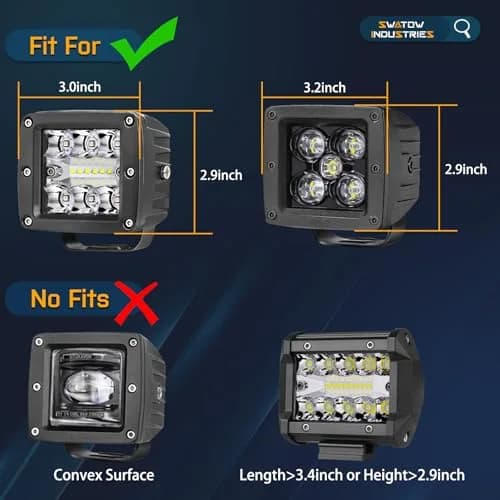 SWATOW INDUSTRIES Yellow 3 Inch LED Light Bar Covers (2-Pack) | Protects Pod Lights in Fog & Rain thumbnail 5