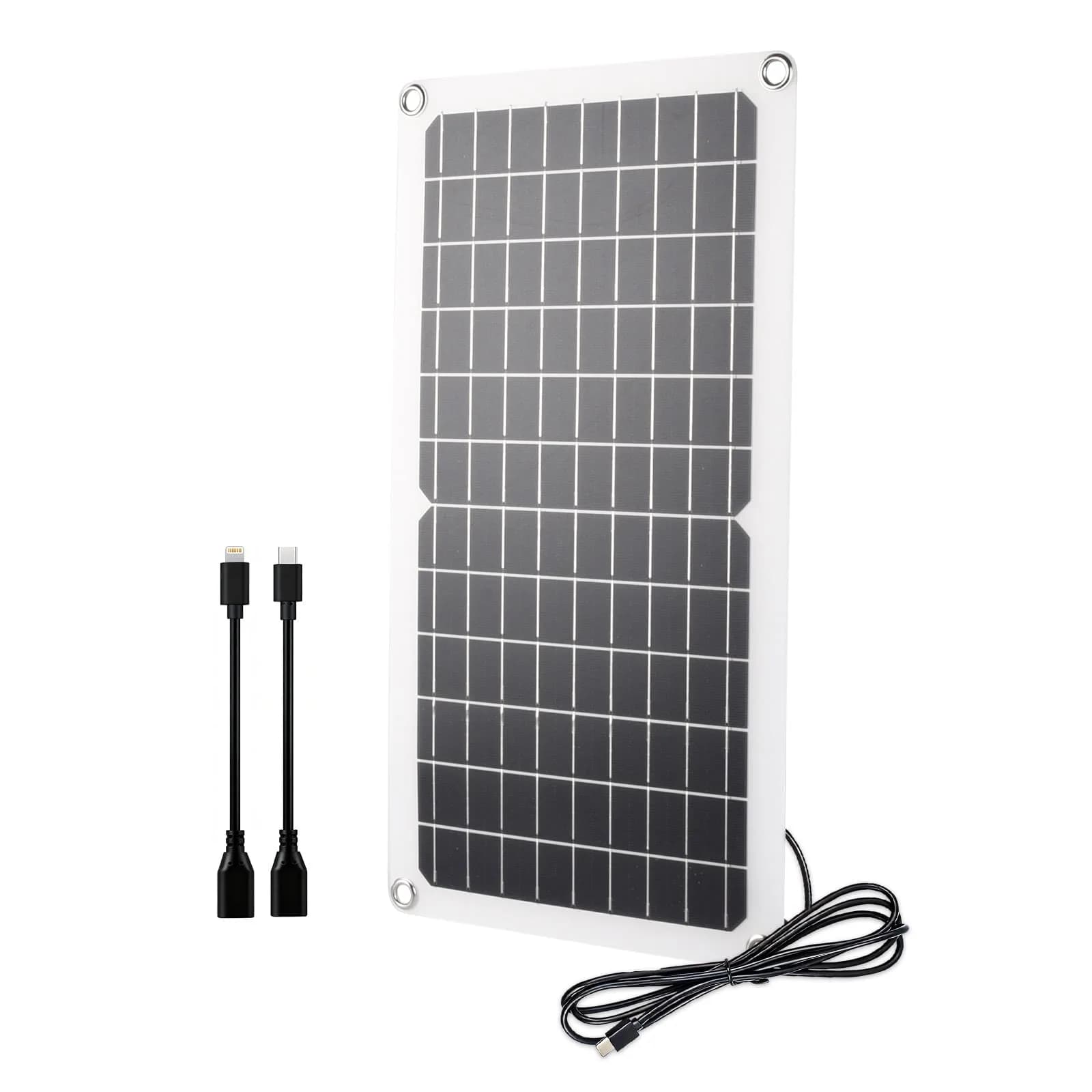 Soshine 15W 5V Solar Panel 2.0 Flexible Waterproof USB C Solar Charger 42.49cm (16.73in) | High-Efficiency Monocrystalline Output