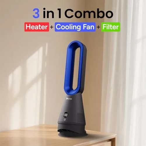 Faryuan Bladeless Fan 25 Inch | Heating & Cooling & Filter Combo, 8 Speeds, 9H Timer, Quiet Indoor Tower Fan thumbnail 2