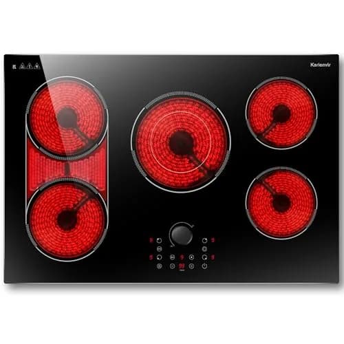 Karienvir 30 Inch Electric Cooktop 8600W | 5 Burners, Expandable Zone, 220-240V Hardwired thumbnail 1