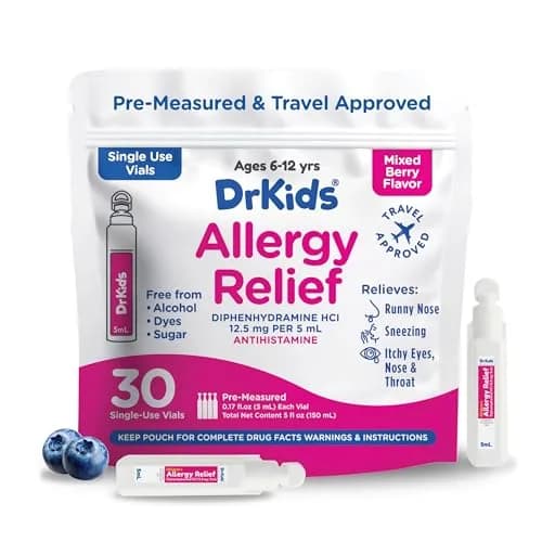 Dr. Kids Children's Allergy Relief Medicine, Mixed Berry Flavor, 30 Count | Fast-Acting, DYE FREE, Travel-Friendly thumbnail 1
