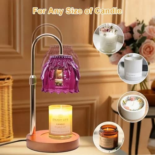 Flyzenvibe Candle Warmer Lamp with Timer & Dimmer | 4-Level Dimmable Flower Heat Lamp for Jar Candles, Purple thumbnail 4