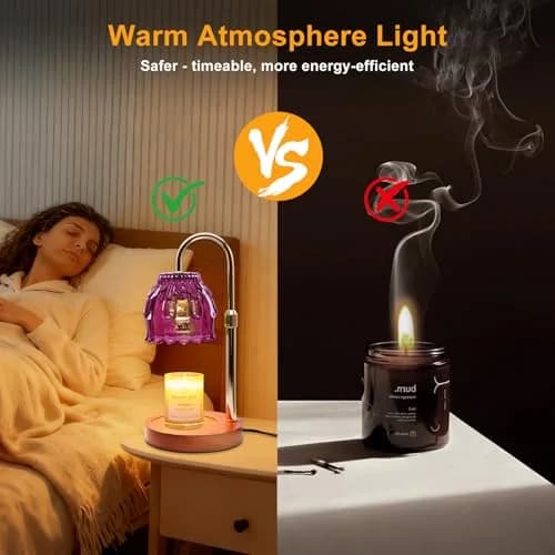 Flyzenvibe Candle Warmer Lamp with Timer & Dimmer | 4-Level Dimmable Flower Heat Lamp for Jar Candles, Purple thumbnail 5