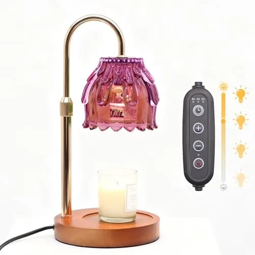 Flyzenvibe Candle Warmer Lamp with Timer & Dimmer | 4-Level Dimmable Flower Heat Lamp for Jar Candles, Purple thumbnail 8