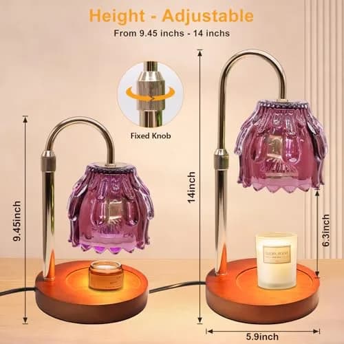 Flyzenvibe Candle Warmer Lamp with Timer & Dimmer | 4-Level Dimmable Flower Heat Lamp for Jar Candles, Purple thumbnail 3