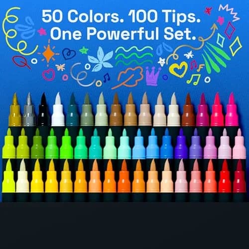 ARTISTRO 50 Acrylic Dual-Tip Glass Marker Pens for Wine Glasses | ASTM D-4236 Certified thumbnail 2