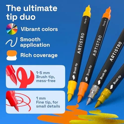 ARTISTRO 150 Acrylic Dual-Tip Glass Marker Pens for Wine Glasses, Tumblers & Ceramics | 150-Count Multicolor Set thumbnail 4