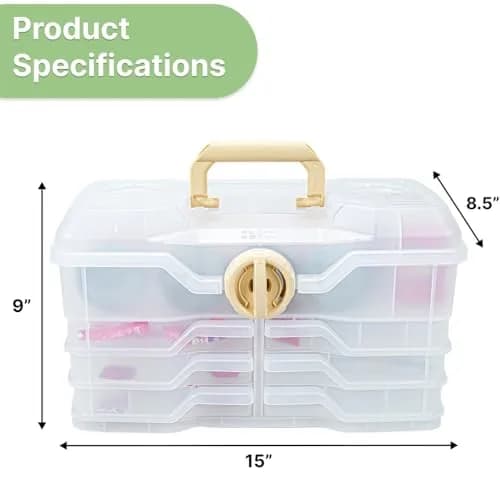 Best Kept Portable Kitchen Organizer Case with Lid & Trays, White 39cm (15" L x 8.5" W x 9" H) | For Utensils, Spices, Pantry & Travel thumbnail 4