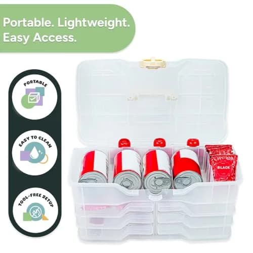 Best Kept Portable Kitchen Organizer Case with Lid & Trays, White 39cm (15" L x 8.5" W x 9" H) | For Utensils, Spices, Pantry & Travel thumbnail 3