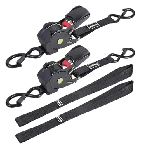 Ayaport Retractable Ratchet Straps 2.54cm x 3.81m (1" x 12.5ft) 2-Pack | Heavy Duty 544kg (1200lbs) Break Strength Tie Downs thumbnail 1