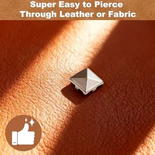 XIAEQOH 500PCS 10mm 4-Prong Square Spikes | Silver Metal Pyramid Studs for Crafts & Clothing thumbnail 4