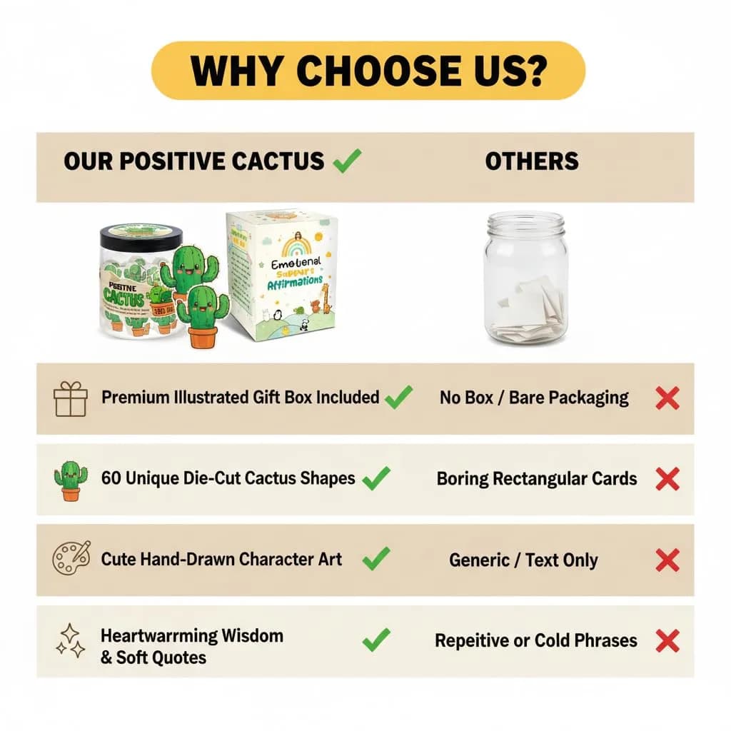 DEARMINE Positive Cactus Jar with 60 Daily Affirmation Cards, Emotional Support Plant Cactus Gifts, Stress Relief, Motivational Gift, Cactus Plushies, Mini Plant Toy Decor, Funny Gifts for Women (Pack of 1) thumbnail 6
