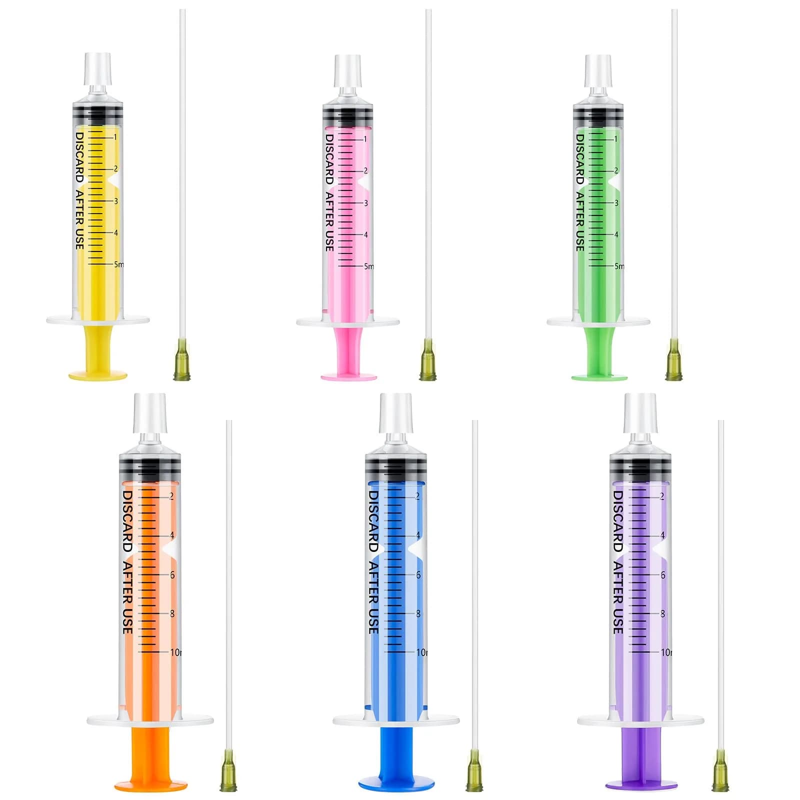 Geiserailie Clear 6 Pcs Perfume Syringe Extractor 10ml Decant Kit | Refill Tool Set for Fragrance — Rainbow / 5ml,10ml