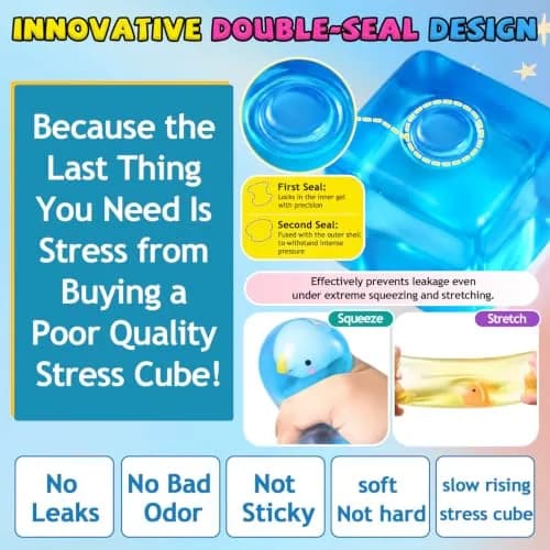 Meijoy Stress Cube Fidget Toy with Glow-in-the-Dark Mochi | 5.5 cm (2.17 inch) thumbnail 5