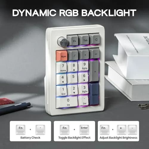 EPOMAKER EK21 VIA Gasket Number Pad with Knob, 20 Keys, 1000mAh Battery | PC Gaming Numpad for Windows & Mac thumbnail 6