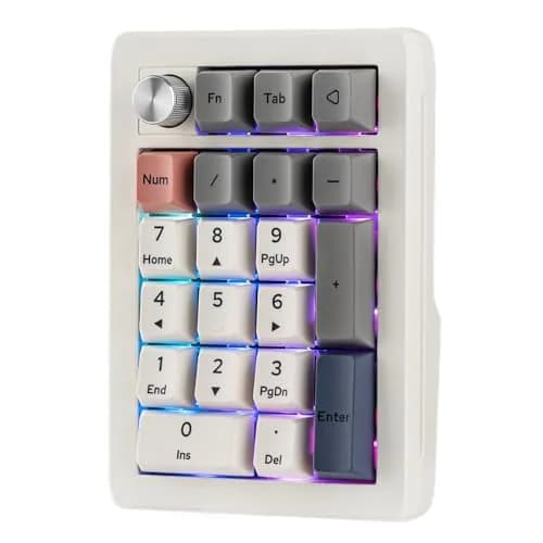 EPOMAKER EK21 VIA Gasket Number Pad with Knob, 20 Keys, 1000mAh Battery, BT 5.0/2.4GHz/Wired, Retro White | PC Gaming Numpad thumbnail 1