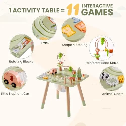 ROBUD Rainforest Activity Table Wooden Montessori Learning Toy 102 cm (40.16 in) | ASTM-Tested Educational Gift for Toddlers thumbnail 4