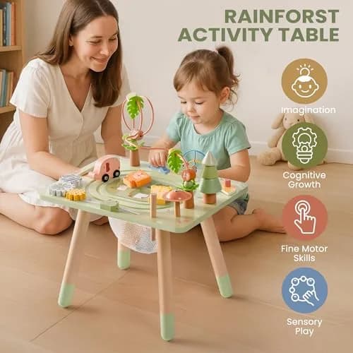 ROBUD Rainforest Activity Table Wooden Montessori Learning Toy 102 cm (40.16 in) | ASTM-Tested Educational Gift for Toddlers thumbnail 6