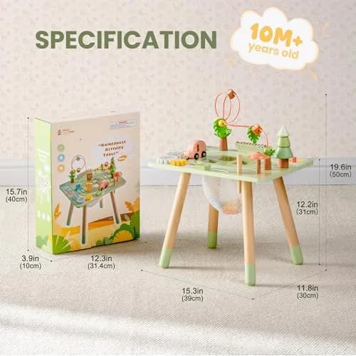 ROBUD Rainforest Activity Table Wooden Montessori Learning Toy 102 cm (40.16 in) | ASTM-Tested Educational Gift for Toddlers thumbnail 8