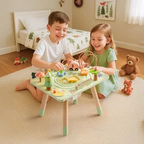 ROBUD Rainforest Activity Table Wooden Montessori Learning Toy 102 cm (40.16 in) | ASTM-Tested Educational Gift for Toddlers thumbnail 9
