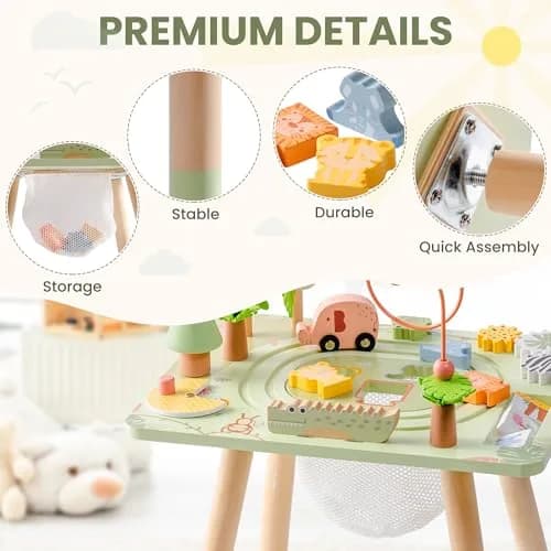 ROBUD Rainforest Activity Table Wooden Montessori Learning Toy 102 cm (40.16 in) | ASTM-Tested Educational Gift for Toddlers thumbnail 2