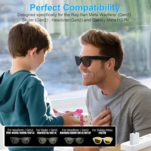 RCstyle Charging Cable for Ray-Ban Meta Smart Glasses 1.2m (3.9ft) | Type-A Interface Converter Included thumbnail 2