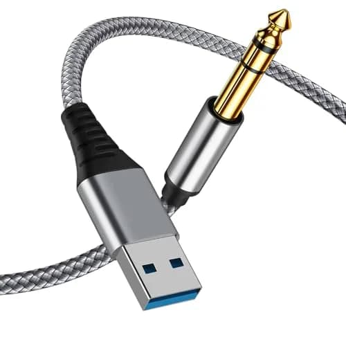 NCGGY USB to 6.35mm 1/4 inch TRS Audio Stereo Cable 10FT | High Fidelity 24bit/96KHZ, Gold-Plated Connectors thumbnail 1
