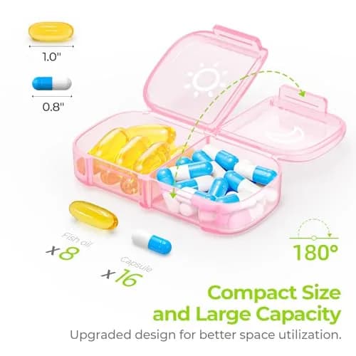 AUVON Weekly Pill Organizer 2 Times a Day, Sakura Pink | Large Compartments, BPA-Free, 14-Compartment Pill Case thumbnail 2
