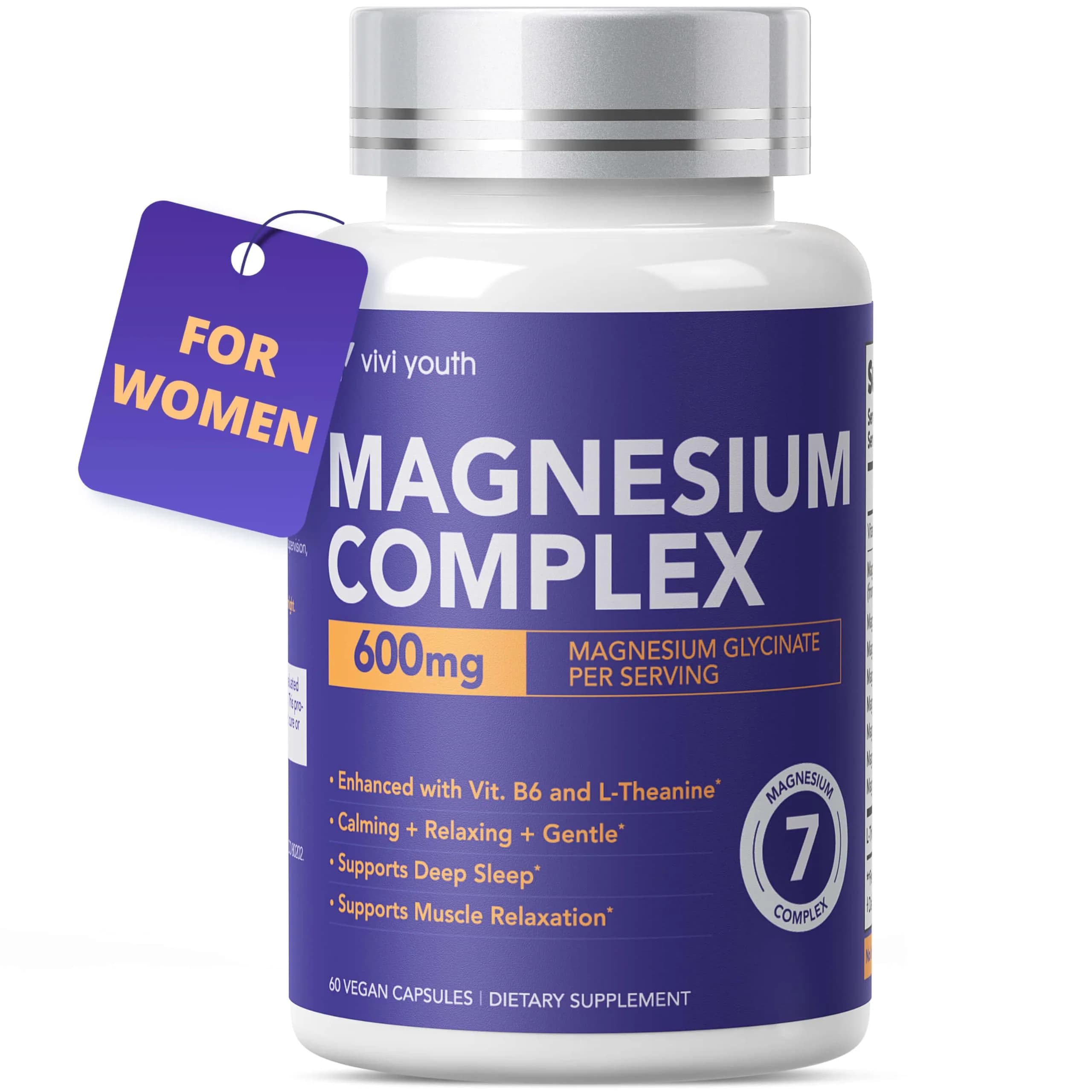 VIVI Youth Magnesium 7 Complex for Women with 600mg Glycinate | Supports Sleep, Energy & Mood - main product image
