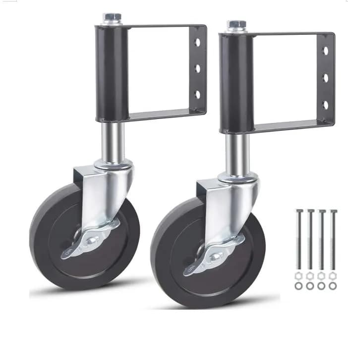 LIBEROLL Heavy Duty Gate Caster 10.16 cm (4 Inches) Rubber Wheel | Spring Loaded Swivel Caster for Wooden Gates, 113 kg (250 LBS) Load Capacity thumbnail 2