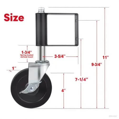 LIBEROLL Heavy Duty Gate Caster 10.16 cm (4 Inches) Rubber Wheel | Spring Loaded Swivel Caster for Wooden Gates, 113 kg (250 LBS) Load Capacity thumbnail 4