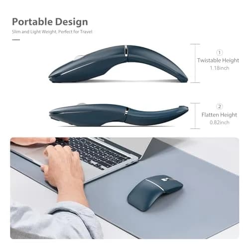 NYIEFADA Bluetooth Wireless Arc Travel Mouse 2.4G & Bluetooth 5.0 | Foldable, Rechargeable, Multi-Device thumbnail 5
