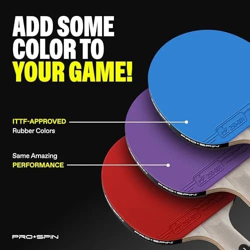 PRO-SPIN 4-Player Carbon Fiber Ping Pong Paddle Set with 8 ITTF-Approved Balls | 7-Ply Blade, 2.0mm Sponge, Shakehand Grip thumbnail 6