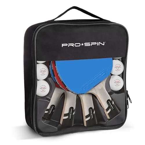 PRO-SPIN 4-Player Carbon Fiber Ping Pong Paddle Set with 8 ITTF-Approved Balls | Professional Quality Set for Spin & Control thumbnail 2