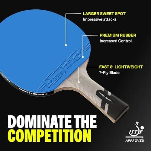 PRO-SPIN 4-Player Carbon Fiber Ping Pong Paddle Set with 8 ITTF-Approved Balls | Professional Quality Set for Spin & Control thumbnail 3
