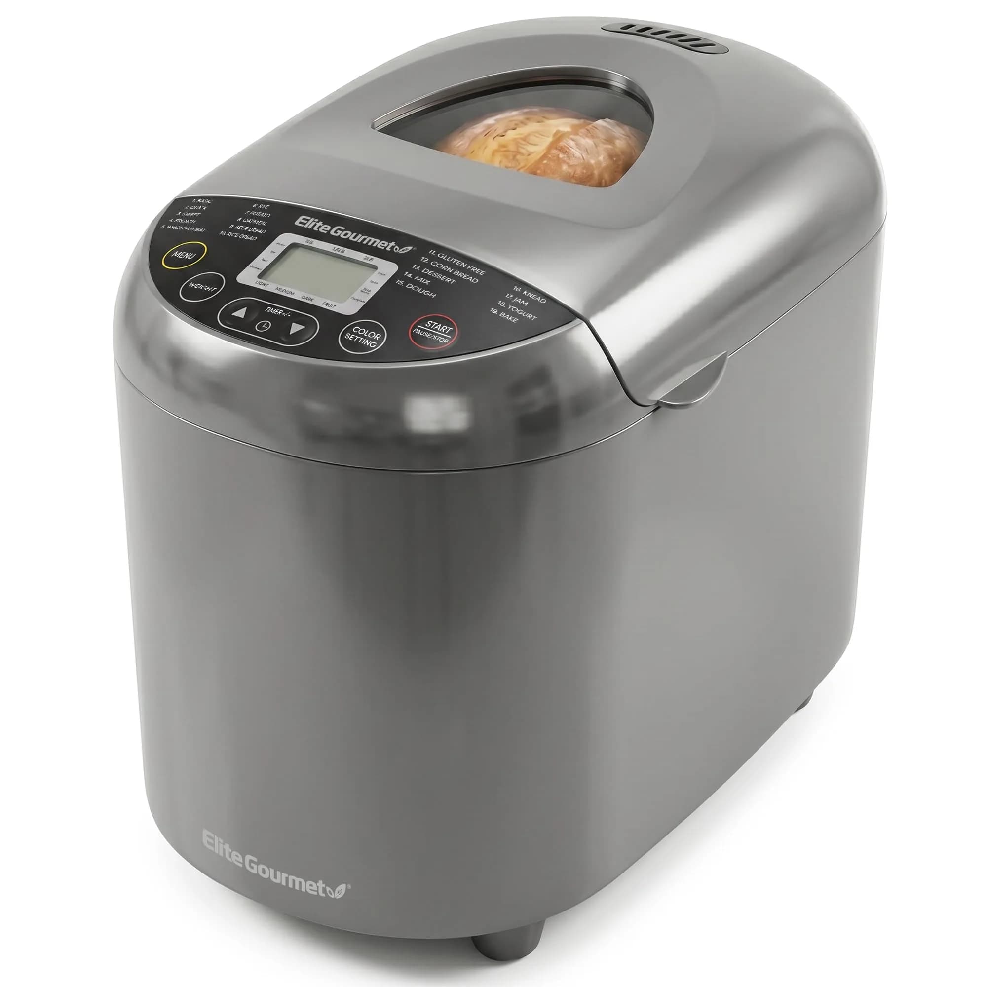 Elite Gourmet Bread Maker 2 Lb | PFAS-Free Ceramic Pan, 19 Presets, 120V - main product image