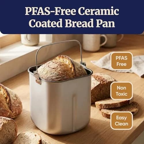 Elite Gourmet Bread Maker 2 Lb | PFAS-Free Ceramic Pan, 19 Presets, 120V thumbnail 2