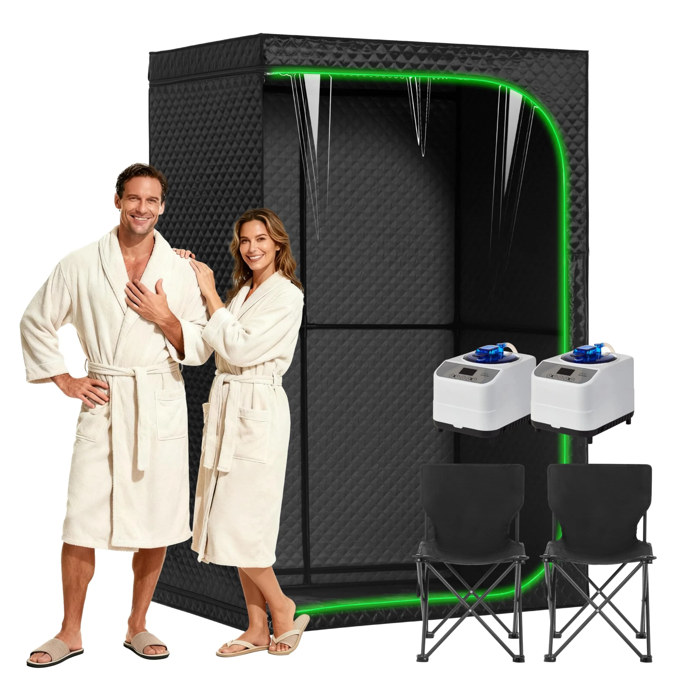 RRGFB Steam Sauna Tent for Home 2 Person-No Infrared Light Black | Portable Indoor Sauna with Powerful Steam Heating - main product image