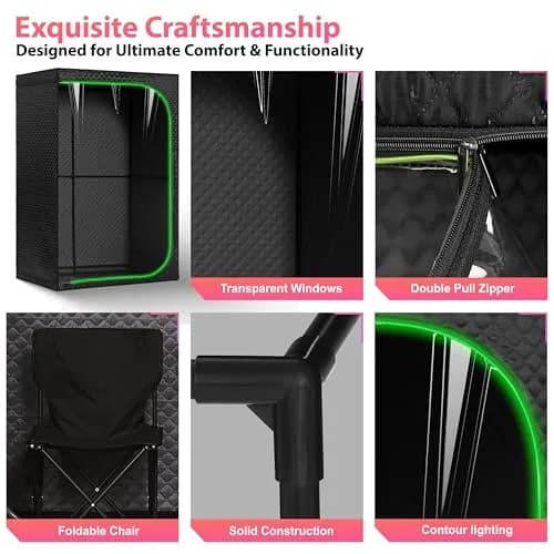 RRGFB Steam Sauna Tent for Home 2 Person-No Infrared Light Black | Portable Indoor Sauna with Powerful Steam Heating thumbnail 6