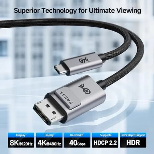 Cable Matters 40Gbps USB-C to DisplayPort 2.1 Cable 3m (10ft) | Bi-Directional Video for 8K@120Hz thumbnail 2
