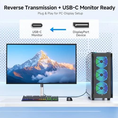 Cable Matters 6ft (1.8m) Bi-Directional USB-C to DisplayPort 2.1 Cable | 40Gbps 8K@120Hz Video thumbnail 5