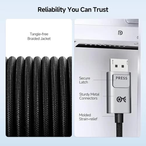 Cable Matters 6ft (1.8m) Bi-Directional USB-C to DisplayPort 2.1 Cable | 40Gbps 8K@120Hz Video thumbnail 7