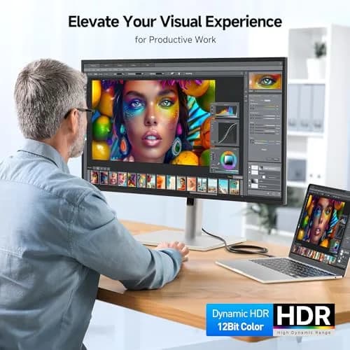 Cable Matters 6ft (1.8m) Bi-Directional USB-C to DisplayPort 2.1 Cable | 40Gbps 8K@120Hz Video thumbnail 8