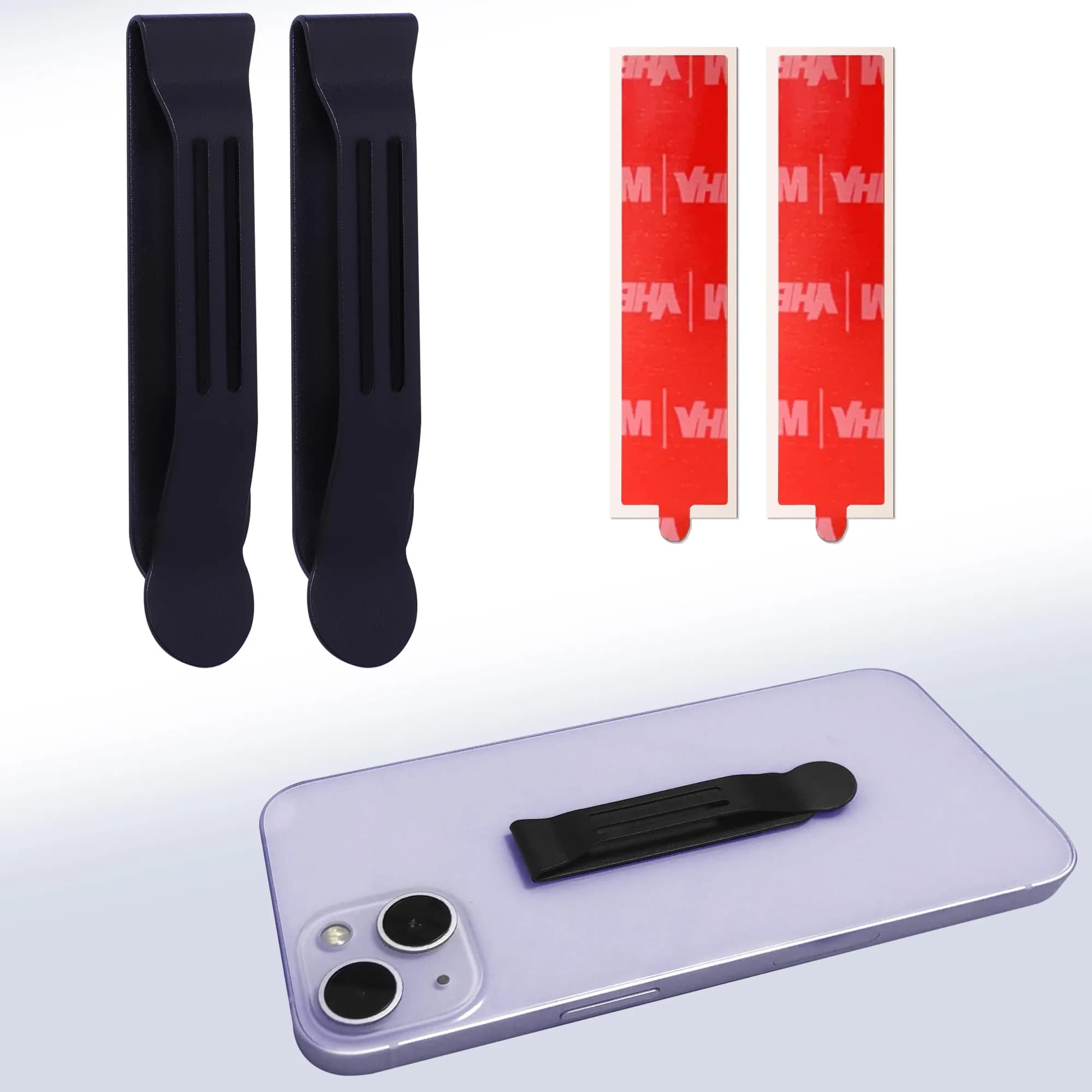 BORING PRODUCT Black 2 Pack Adhesive Metal Pocket Clip | Attachable for Smartphones, GPS, Walkie-Talkies - main product image