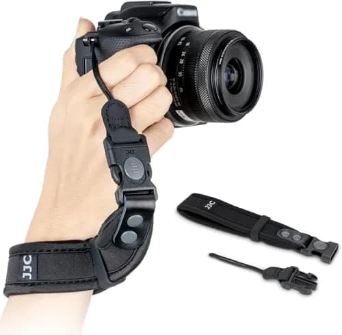 Kiorafoto Upgraded Quick Release Soft Neoprene Camera Hand Wrist Strap with Thinner Lanyard, Black | Secure Grip for Mirrorless & DSLR Cameras thumbnail 1